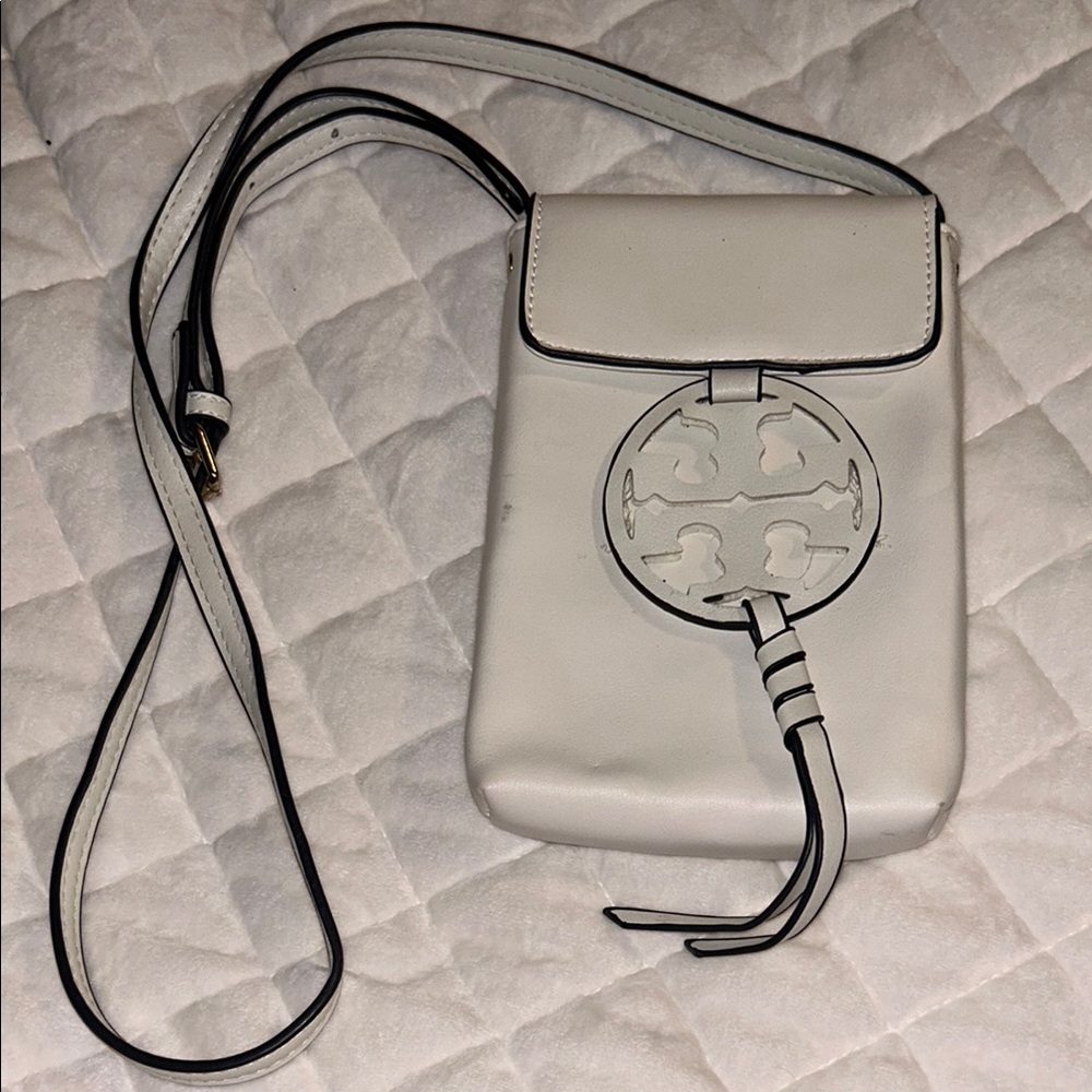 White Crossbody Bag with Logo Detail